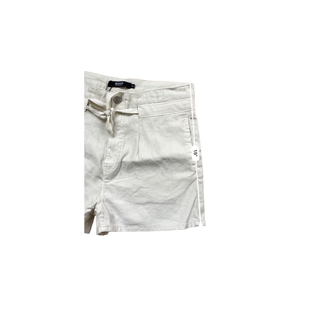 Hudson Pleated Paper Bag Waist Shorts Linen Blend Beige Womens Size 26 High Rise - Picture 2 of 7
